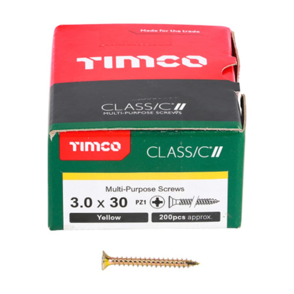 TIMCO Classic Multi-Purpose Screws - PZ - Double Countersunk - 3.0 x 30 - Gold - Box of 200
