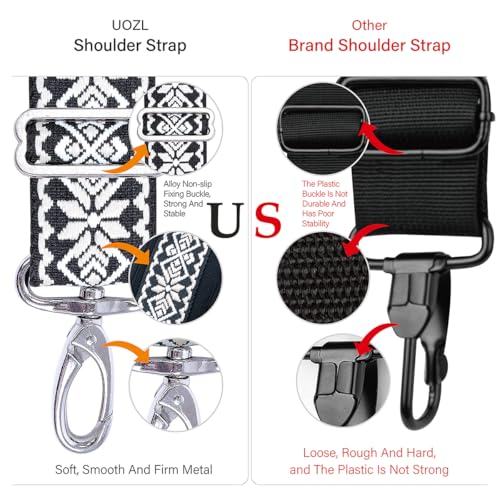 Image of 59 Inch Shoulder Straps, Soft with Ultra-Thick Fixed Shoulder Pad, Two Way Independently Adjustable Buckle Replacement Straps for Laptop Bag Messenger Bag Tool Bag Luggage,Black-White