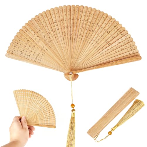 YHNDECO Handfächer Saunafächer Fächer Bambus Bambus Fächer Grill Handfächer Bambu Faltfächer Herzfächer für Hochzeit Tanzabend Party(Libelle)