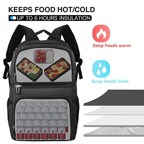 Double Deck Insulated Cooler Backpack, Leakproof Spacious Lightweight Soft Cooler Bag Backpack Cooler For Men Women To Work Travel Hiking Beach, Black #TOP1