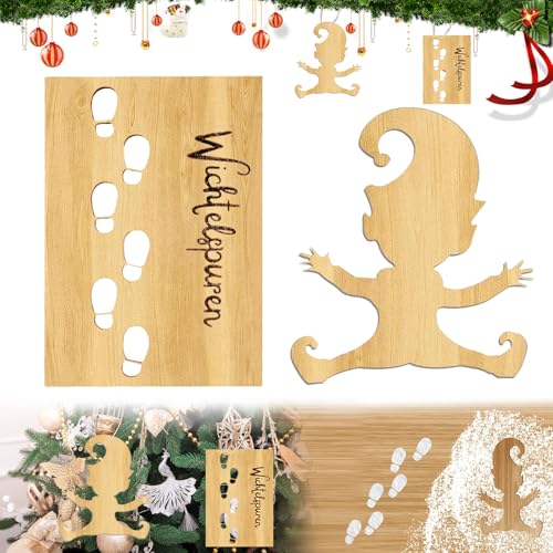 Weihnachtswichtel Elf Fußabdrücke, 2 Stück Wichtel Schablone für Weihnachten, Holz Wichtel Fußspuren Schablonen, Weihnachtswichtel Schablone, Wichtelschablone, Weihnachten Deko für Böden Fenster Weihnachtswichtel Elf Fußabdrücke, 2 Stück Wichtel Schablone für Weihnachten, Holz Wichtel Fußspuren Schablonen, Weihnachtswichtel Schablone, Wichtelschablone, Weihnachten Deko für Böden Fenster