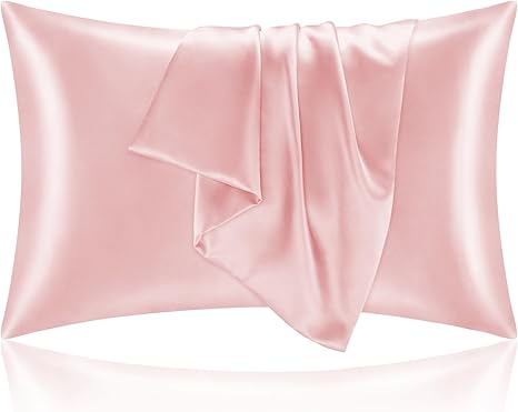 BEDELITE Satin Pillowcase with Zipper, Pink King Size Pillow Cases Set of 2, Super Soft and Cooling Similar to Silk Pillow Cases, Gift for Women Men(20x36 Inches)