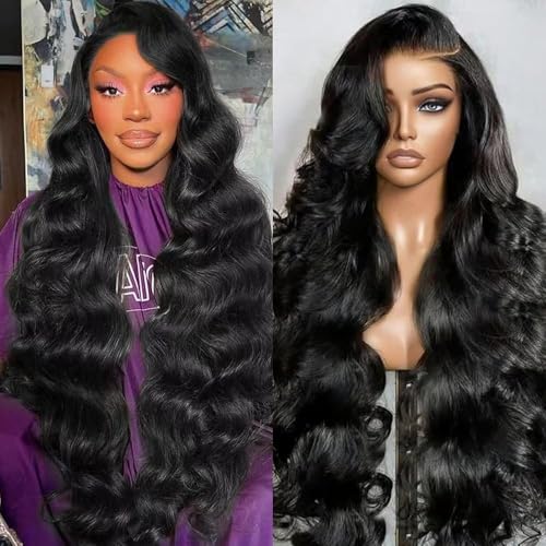15A Raw Body Wave Lace Front Wigs Human Hair Wig 200 Density Indian 13x4 HD Lace Frontal Human Hair Wigs for Women with Baby Hair (36 Inch)