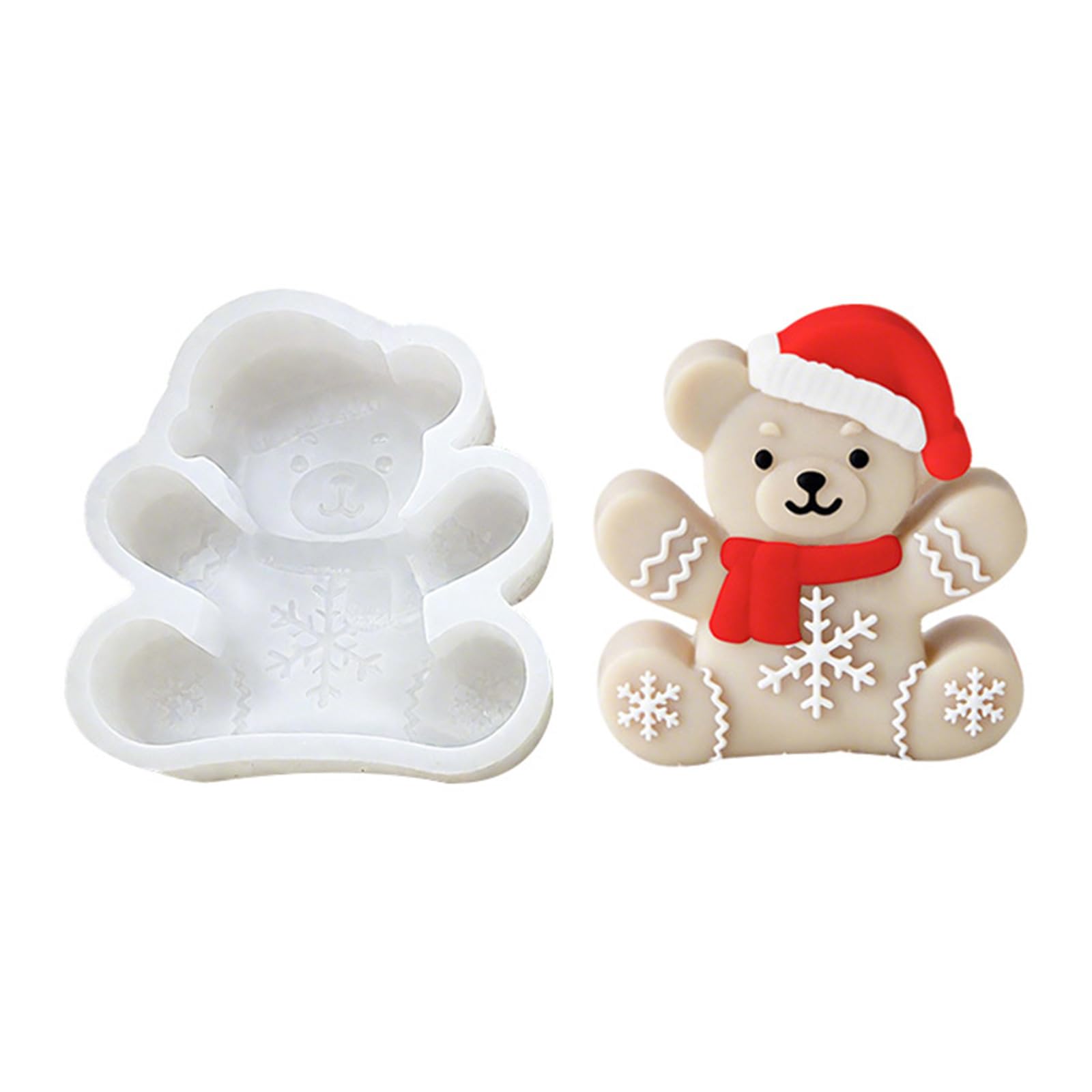 NEWFT Christmas Bear Fondant Silicone Chocolate Cake Silicones Molds for Soap Candy Chocolate Fondant Baking Mold