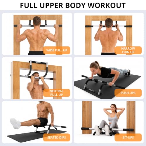 Image of Chin Up Bar Pull up Bar on Door for Home Fitness Exercise Bar