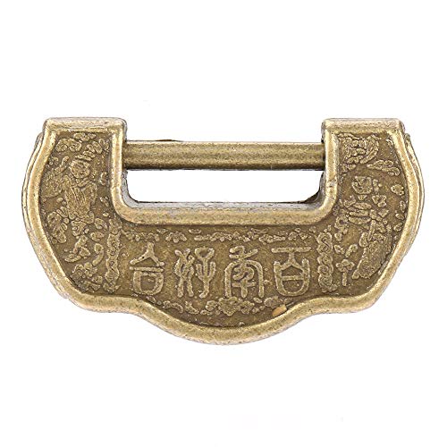 Image of Zinc Alloy Material Chinese Retro Bronze Color Brass Padlock Vintage Padlock for Mini Cabinet(Small)