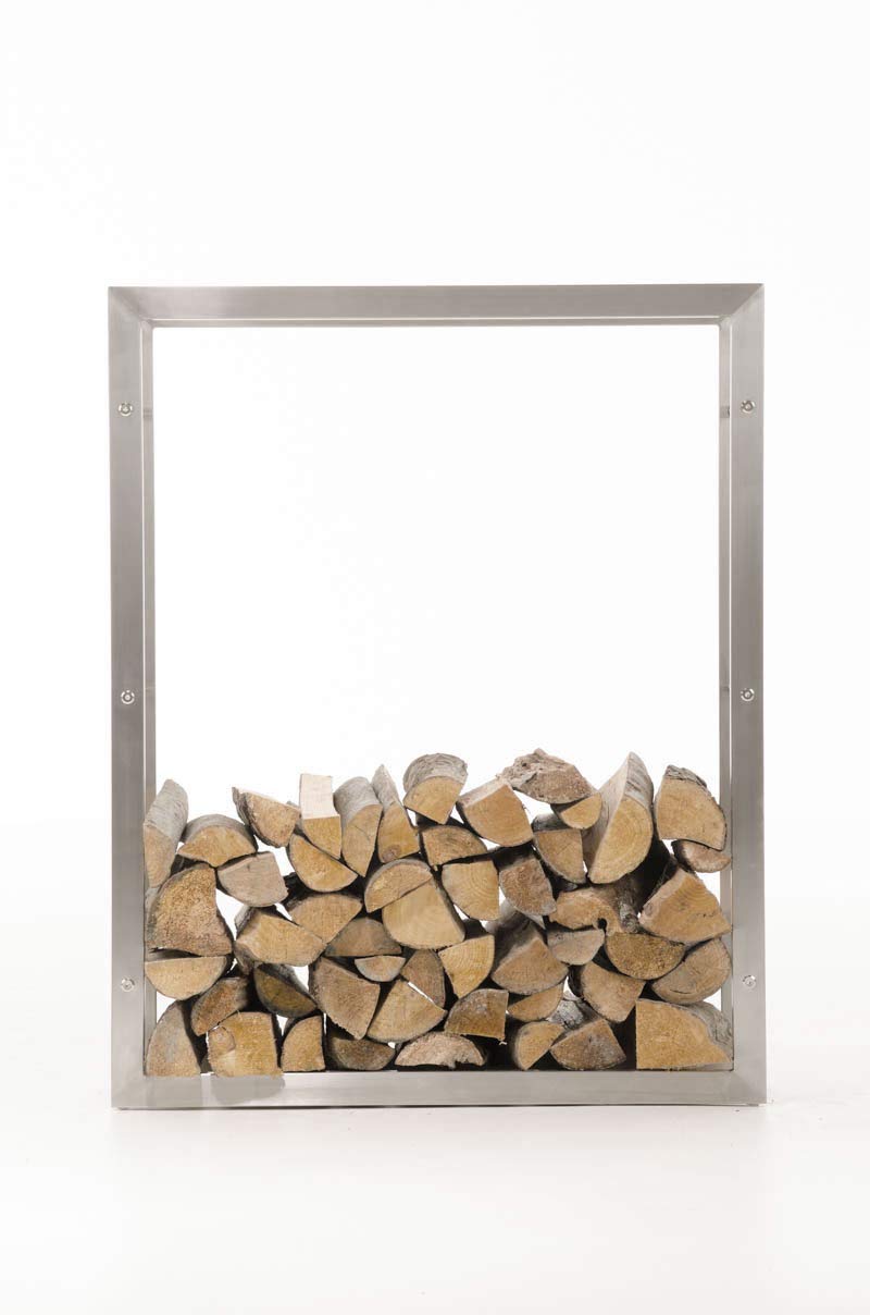 CLP Scaffale Legnaia Keri in Robusto Acciaio Inox per Camino I Portalegna da Interno per Caminetto I Supporto Legnaia Design Soggiorno, Dimensione:25x80x100 cm