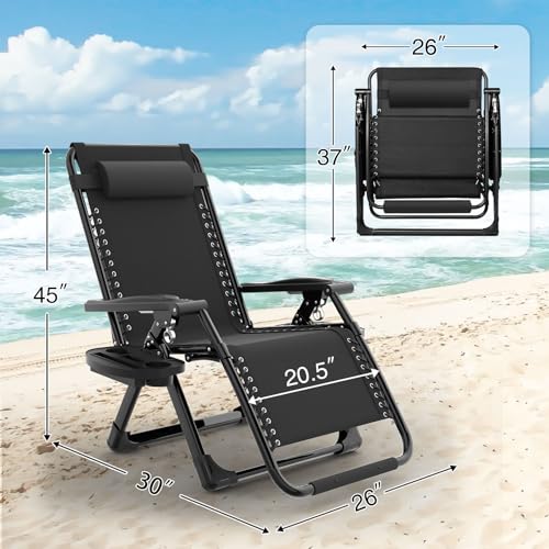 image for Suteck Zero Gravity Chair with Fans, Reclining Camping Lounge Chair w/