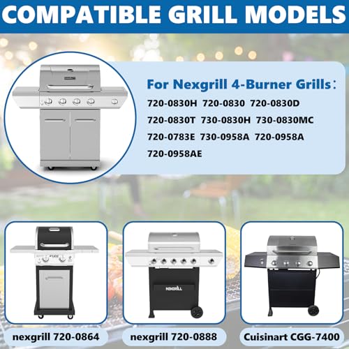 Image of Replacement Parts for Nexgrill 4-Burner 720-0830 720-0830H 720-0830D 720-0783C, Cast Iron Grill Grate, Heat Shield Plates, Burner Tubes, Igniters Kit for Cuisinart CGG-7400 Replacement Parts