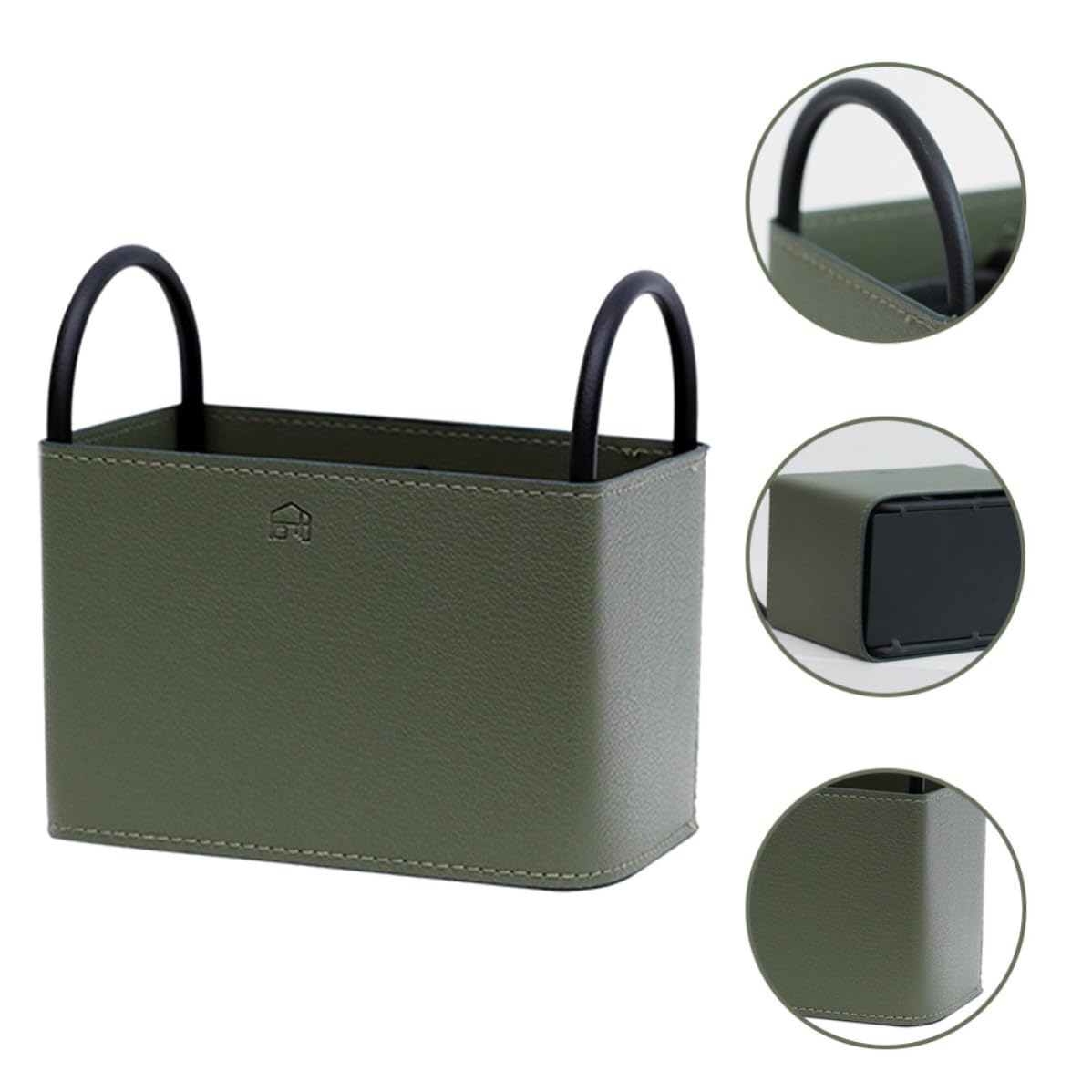 Cesta de Escritorio Cesta de Pu Verde de Hierro y Pu, Organizador Decorativo para Mando a Distancia y Artículos Diversos, para Tocador y Escritorio