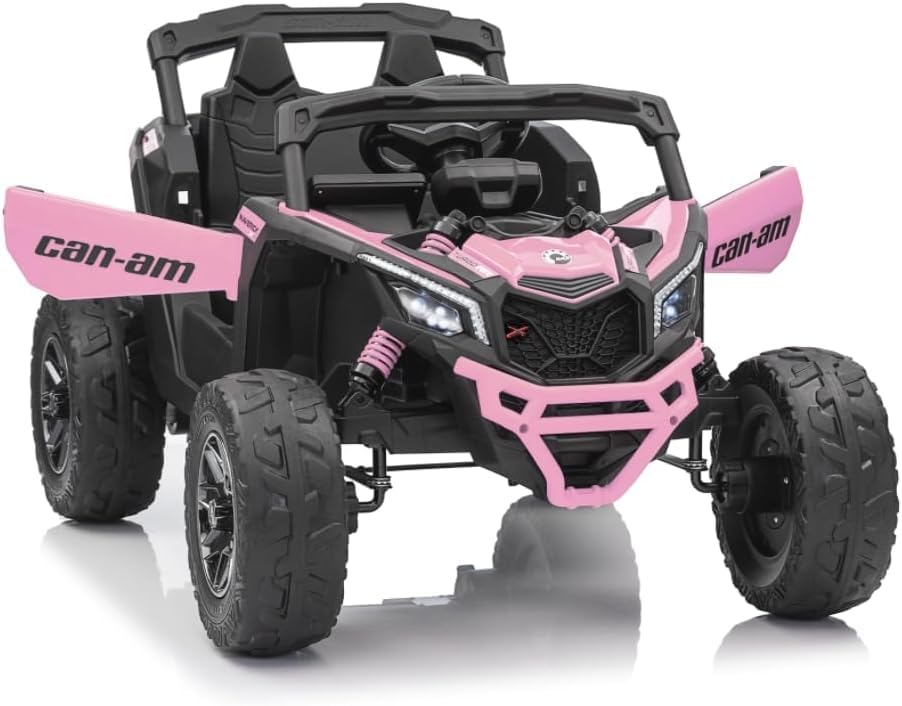 KerryYoo 24V Ride on Toys for Big Kids,2 Seater Kids Electric Ride on Car UTV 4WD/2WD,Power Wheels with EVA Rubber Tires,4x4 Shock Absorbers,Remote Control,Licensed Can-Am,Bluetooth - SU5 Pink