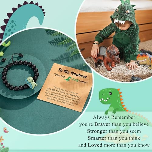 Image of Dinosaur Bracelet for Son /Grandson /Nephew /Brother on Valentines /Christmas /Birthday Graduation
