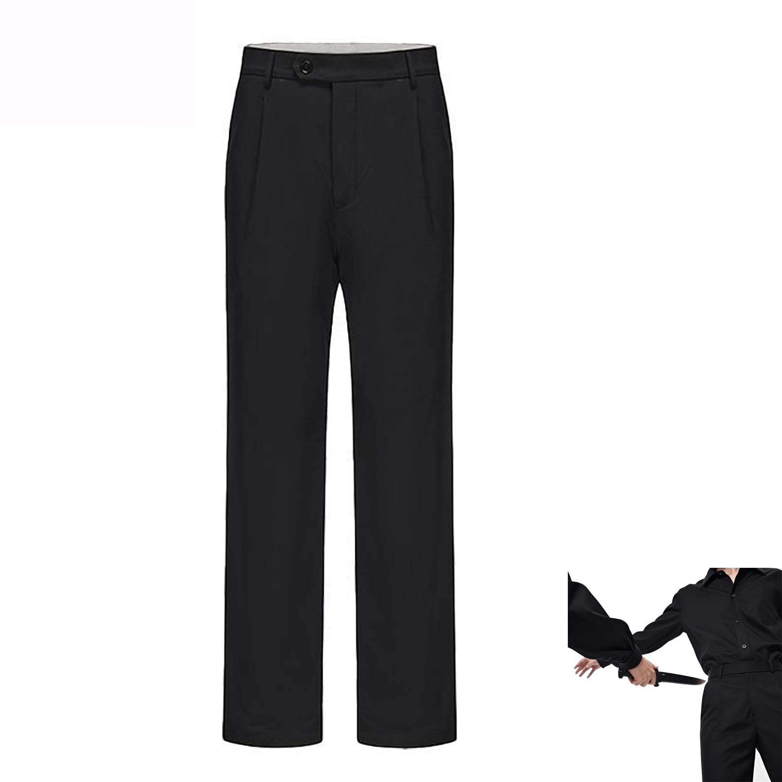 Pounjsd Men's Black Breathable Stab-Resistant Trousers For Summer, Elastic Tactical Pants, Protection Trousers Uk, Concealable Stab-Proof Cut-Proof Pants For Police (2Xl)