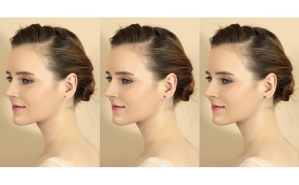 Sterling Silver African Amethyst Round-Cut Solitaire Stud Earrings for Women2