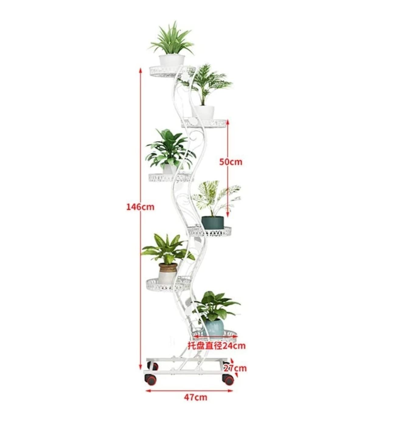 Plantenstandaard Plantenrek Bloemenstandaard Meerlaagse Metalen Indoor Outdoor Bloemenrek Met Wielen Bloempotstandaard Blue R Size 146 47 27cm 2089811367