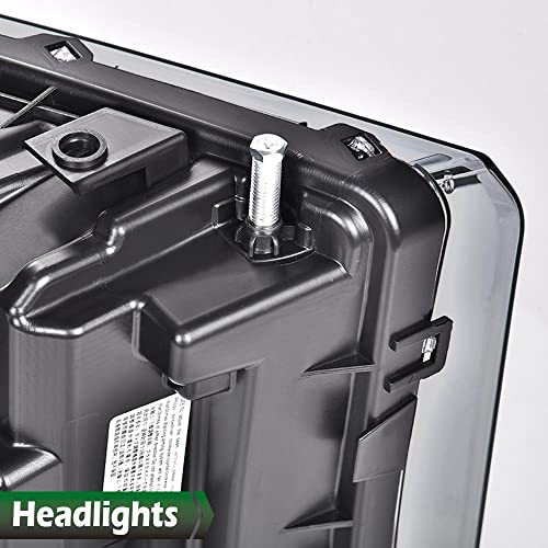 Image of GRAND ORANGE LED DRL Headlights Assembly, Compatible with 2005 2006 2007 Ford F250 F350 F450 F550 Super Duty bumper Headlamp, Amber Corner Headlight(Smoky lens Black Housing Clear Reflector)
