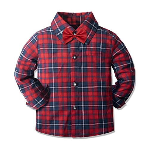 Image of Yilaku Toddler Baby Boy Clothes Gentleman Wedding Outfits, Formal Dress Shirt with Bowtie + Suspender 3 Monthes-4 Years