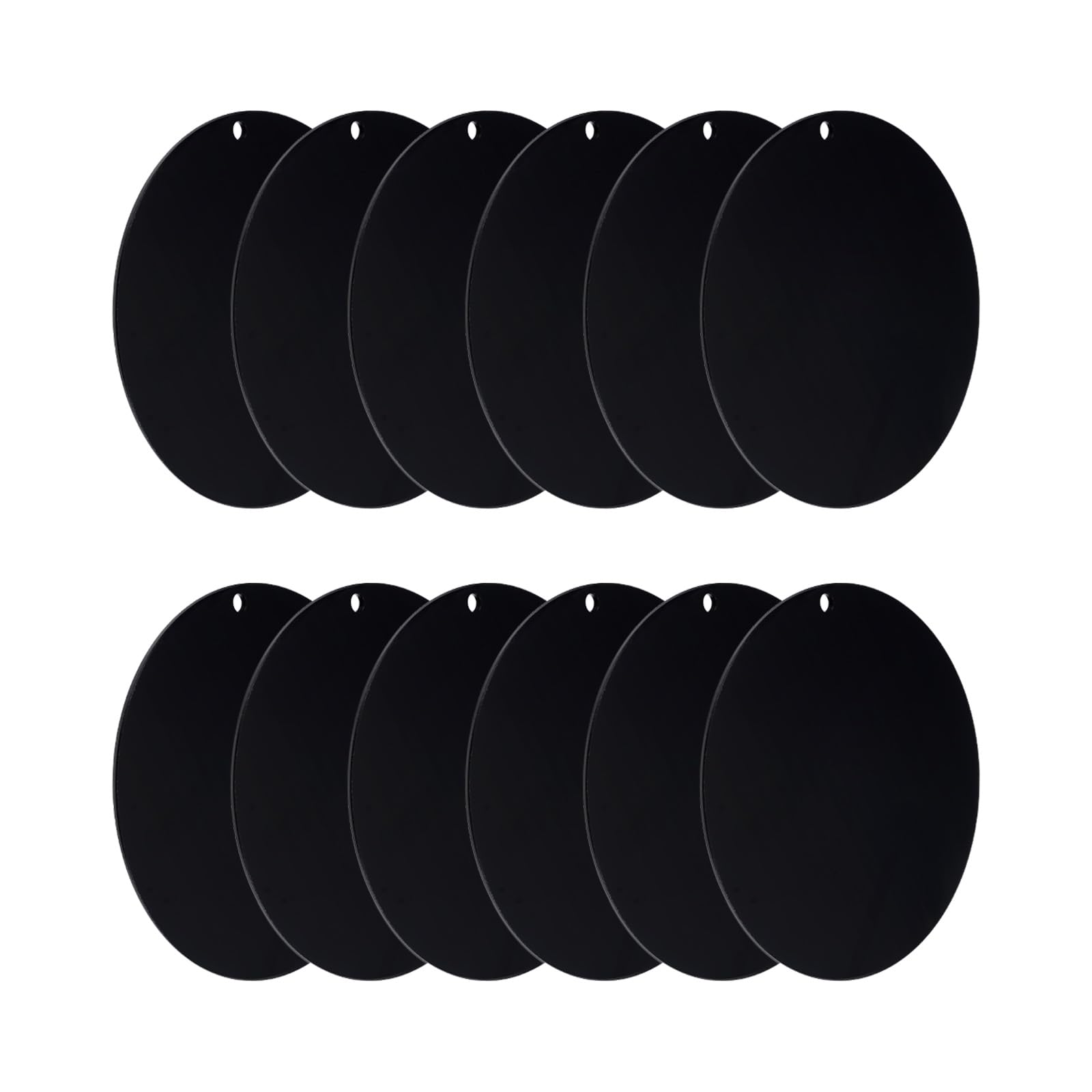 Adornos circulares acrílicos PATIKIL negros de 5 cm con agujero para llaveros, 12 uds.