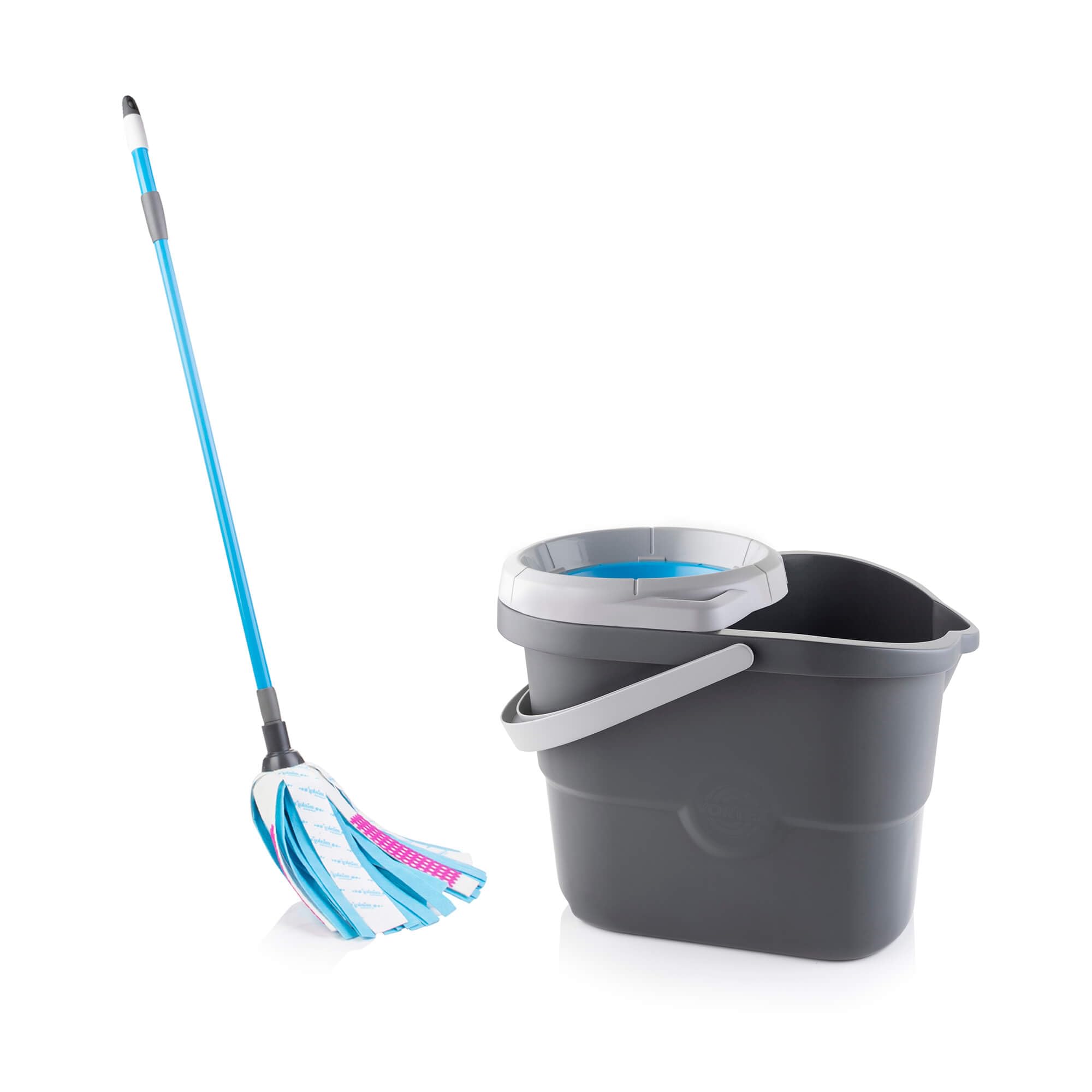 Minky 3-in-1 Power Clean Mop & Vortex Bucket, Microfibre Mop and Bucket with Wringer Set for Cleaning Floor, Machine Washable Head, Cleaning Tools, 1 Additional Head Refill