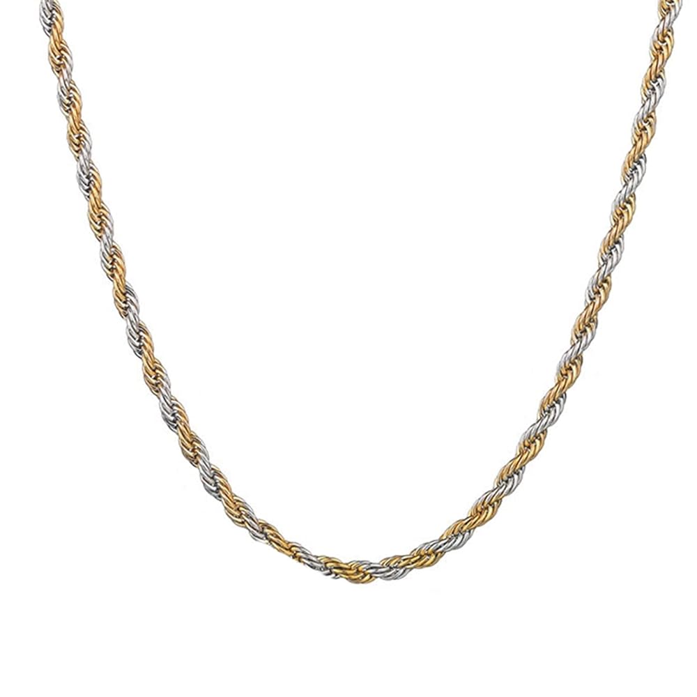 Epinki 18 Inch Mens Stainless Steel Chain 3MM, Gold Twisted