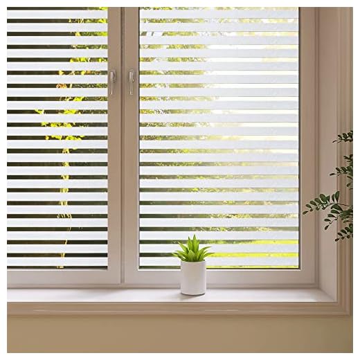 Stripe Frosted Window Film, Privacy Glass Window Sticker, Vinyl Decorative Window Decals, UV Protection Static Clings Window Film Non Adhesive for Home Office Meeting Room(23.6 x 78.7 inch)