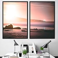 2 Piece Framed Canvas Wall Art Sunset Canvas Prints Home Artwork Decoration for Living Room,Bedroom - 16