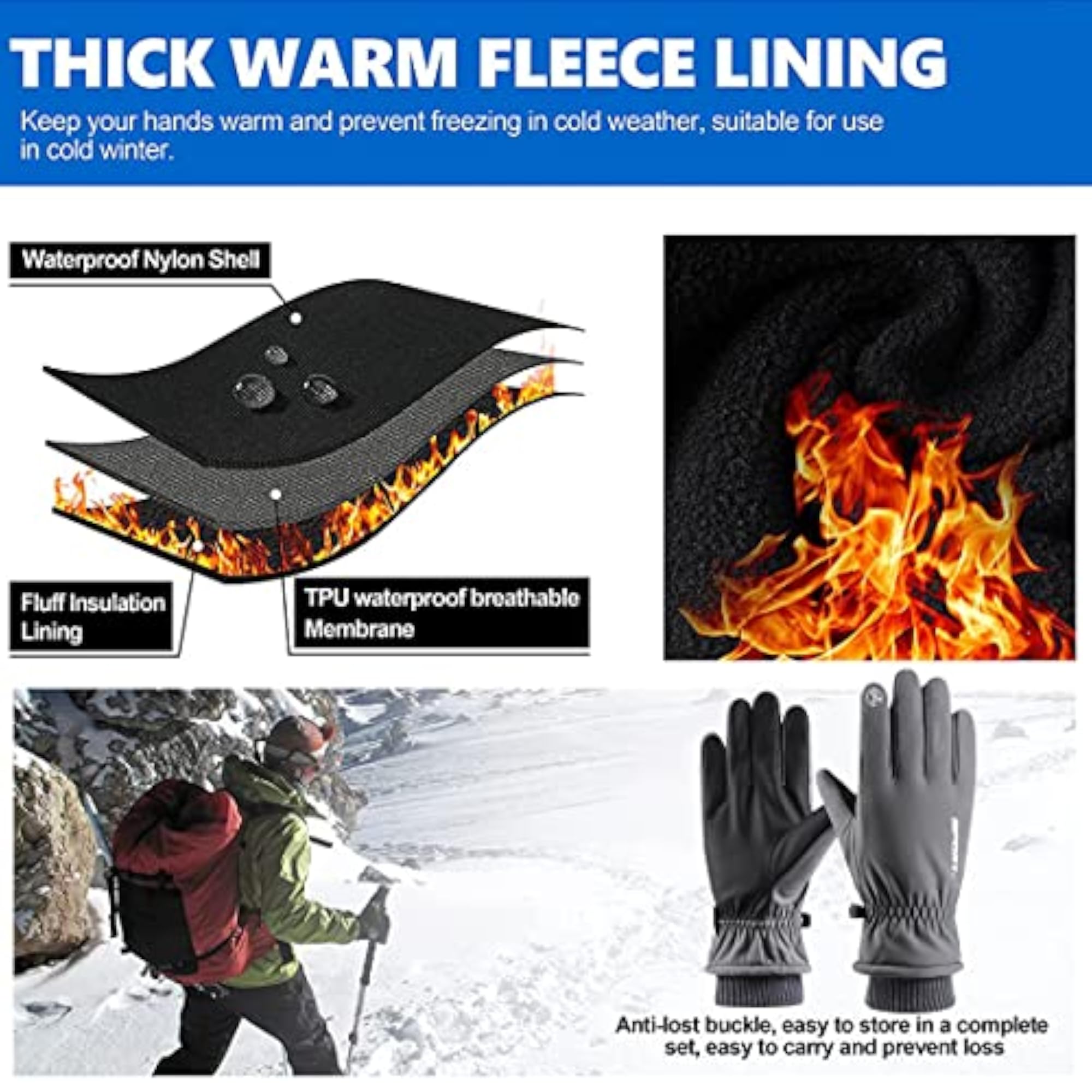 Waterproof Riding Gloves, Anti-Slip Screen Use