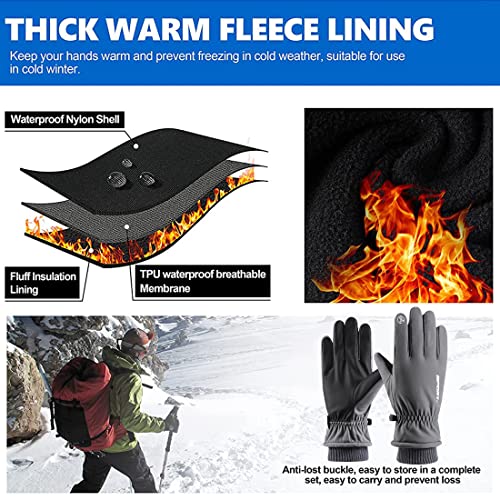 Image of GUSTAVE Grey Winter Gloves for Men,Women & Adult with Warm Riding Gloves Touch Screen Finger Microfiber for Anti Slip Design,Ski,Bike,Gloves,Windproof & Waterproof