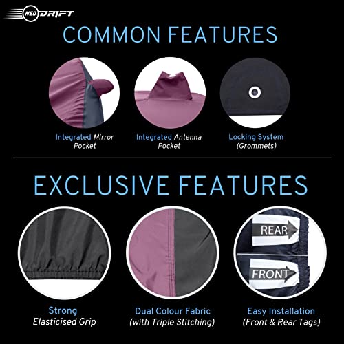 Image of NEODRIFT 'SuperTech' Car Cover for Kia Seltos (2019-2025) (100% Water-Resistant, All Weather Protection, Tailored Fit, Multi-Layered and Breathable Fabric) (Colour: Maroon+Black)