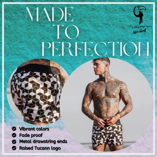 Tucann Men's Swim Trunks - Imperial Collection, Beach Swimming Shorts, Quick Dry, Printed Swimwear with Pockets4