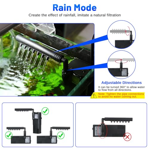Tararium 2W-411B (79 GPH, FOR 2.5-15 GAL. TANKS) Aquarium Filter Small Betta Fish Tank Filter For 2-15 Gallon Silent 4-In-1 Adjustable Air Flow Fish Turtle Shrimp Tank Filter Submersible Aquarium Internal Filter 79 Gph Biochemical Rainwater thumb #3
