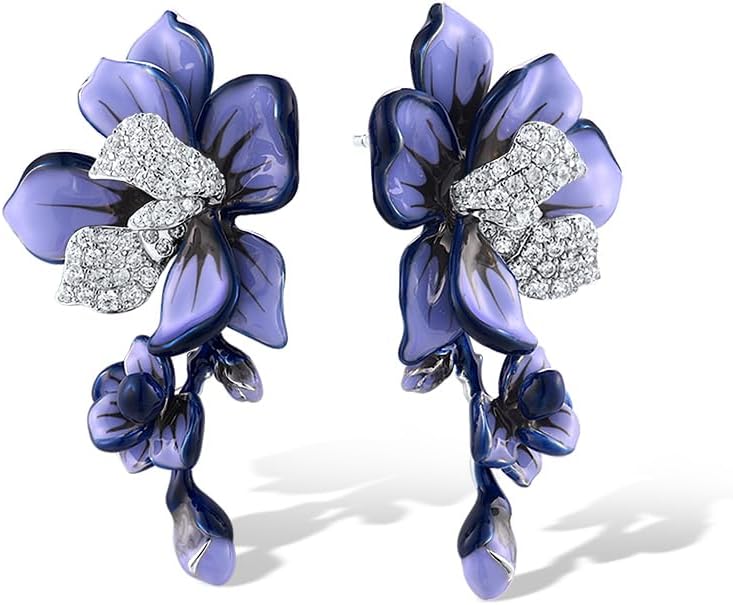 Santuzza Enamel Gemston Flower 925 Sterling Silvere Earrings