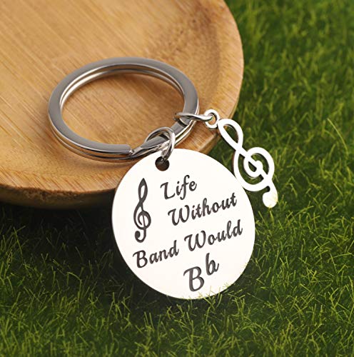 Bekech Music Gifts Life Without Band Would B Flat Keychain With Musical Note Charm Treble Clef Jewelry Gift For Musician Music Teacher Music Lover (Silver) #TOP2