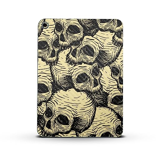 Image of MightySkins Carbon Fiber Skin Compatible with Apple iPad 10.9 inch 10th Gen (2022) Full Wrap Kit - Inked Skulls | Protective, Durable Textured Carbon Fiber Finish | Easy to Apply | Made in The USA