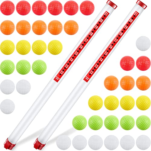 Honoson Practice Golf Balls And Golf Ball Retriever 2 Portable Golf Ball Picker Shag Tube With 42 Foam Golf Practice Balls Plastic Golf Shag Tube For Men Women Kids Golf Party Favors Supplies #TOP6