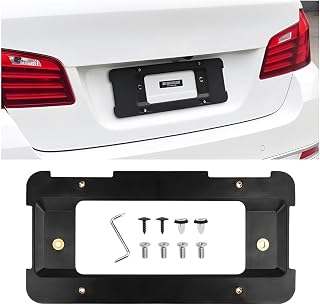 AUCELI Car License Plate Frame, Universal US License Plate Bracket Holder with Screws Nuts and Wrench, Rust-Proof, Rattle-Proof and Weather-Proof, Car Tag Cover Protector Car Exterior Accessories