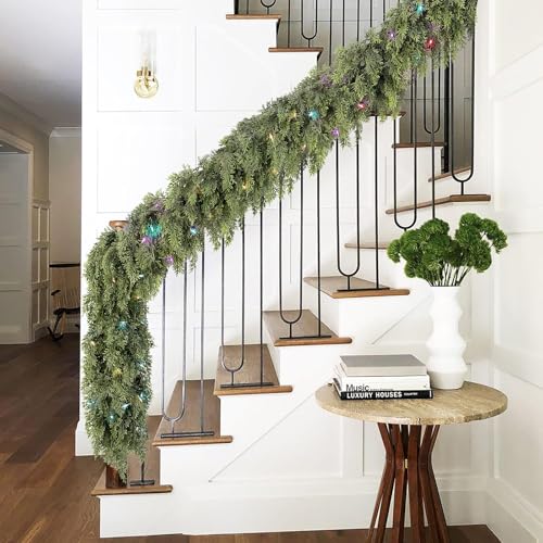 9Ft Prelit Real Touch Cedar Christmas Garland with Lights - image 8