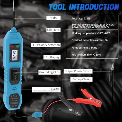 Power Circuit Probe Tester, 6V/12V/24V DC Circuit Tester Automotive, Multifunctional Car Electric Circuit Tester Power Fuse & Voltage Tester Light, Short Circuit Breake Finder Electrical Tools, Blue by Ansbell - Image 4