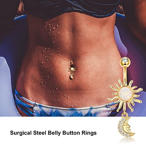 Dochais Belly Buton Rings Surgical Stainless Steel Belly Button Ring for Women Dangle Belly Button Rings Butterfly Cubic Zirconia Navel Barbell Body Piercing3