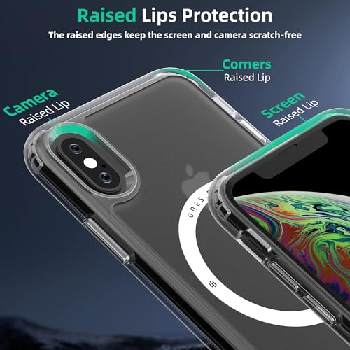 Image of ONES for iPhone X /XS Case, Translucent Matte Magnetic Phone Case Compatible with Magsafe, Military-Grade Shockproof Cover, Anti-Yellowing Hard Slim Protective Matte Case for iPhone X /XS