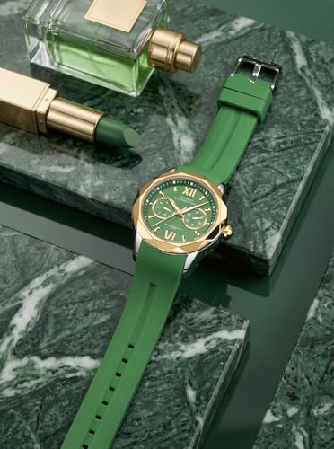 Image of French Connection Octyra | Multi-Function | Green Dial | Green Silicone Strap | Watch for Women - FCD6N
