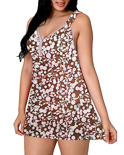 Image of Love Maker Net Above Knee Women Babydoll Floral Solid Nightwear S-3XL
