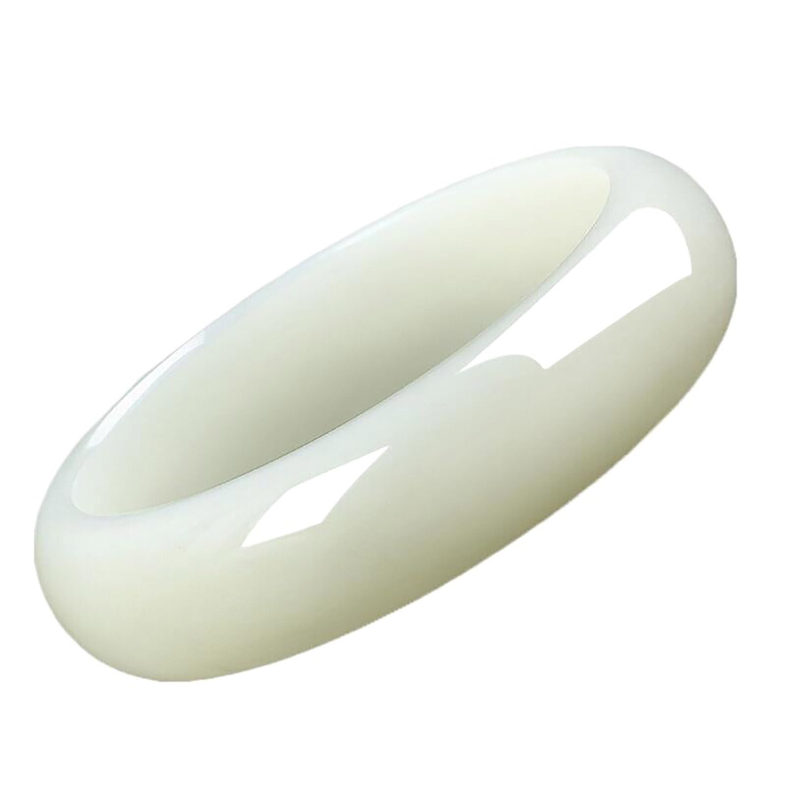 Liuhaotong Women's White Natural Jade Bangle Gifts Men Fine Genuine Grade A Jadeite Bangles With Jewelry Box