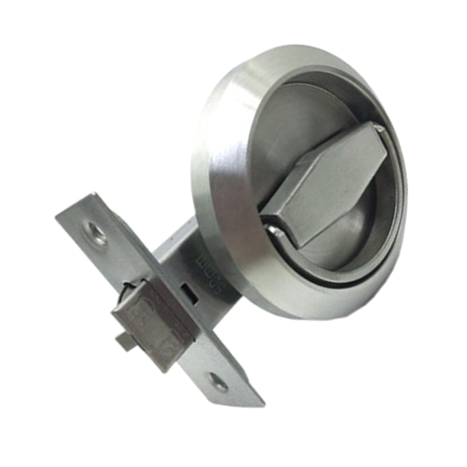 ALCXAZS Round Knobs Rings Pulls Lock Stainless Steel Ensures Longevity and Strength with Features Cabinet and Drawer Applications Furniture Corridor Cabinet, Silver, Single Lock