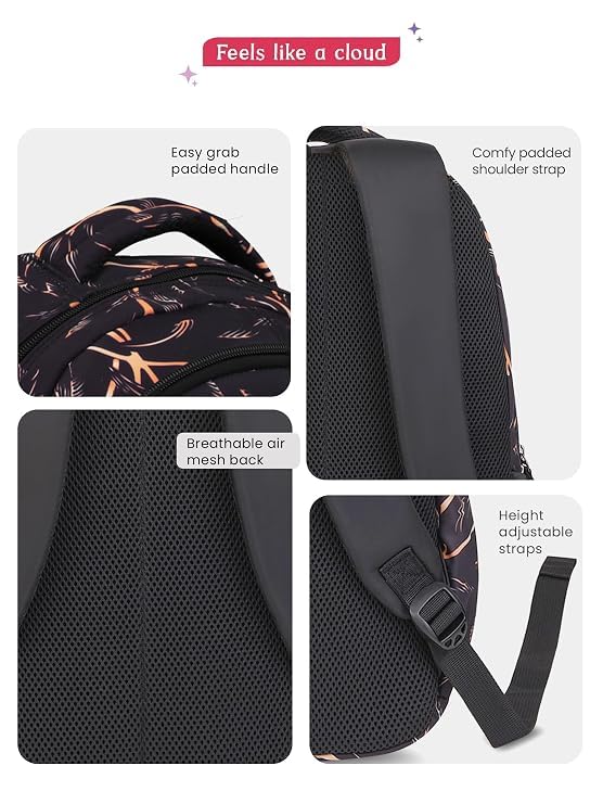 Image of Genie Glitter Laptop Backpack for Girls (36L) | Modern Office, College & Travel Laptop Backpack | Multi-Compartment, Padded Laptop Sleeve, Ergonomic Straps | Black