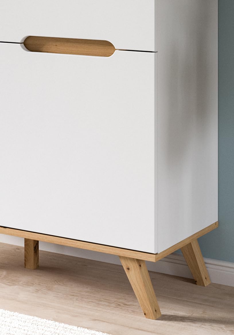 xonox.Home - Sekretär Stockholm 100x118x40 cm in weiß und Nox Eiche - Sekretär Schreibschrank Schrank Stauraumschrank - Pflegeleichte Oberfläche robust und langlebig