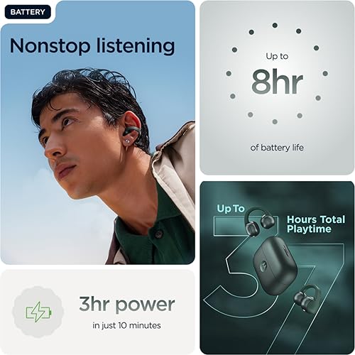 Image of Motorola Moto Buds Loop TWS (Green) | Sound by Bose, Open-Ear Fit | 12mm Drivers, Dual Mic AI | 31H Playtime, Quick Charge | IPX4 Water Resistant | Comfortable Fit | Low Latency Mode | Reliable Build