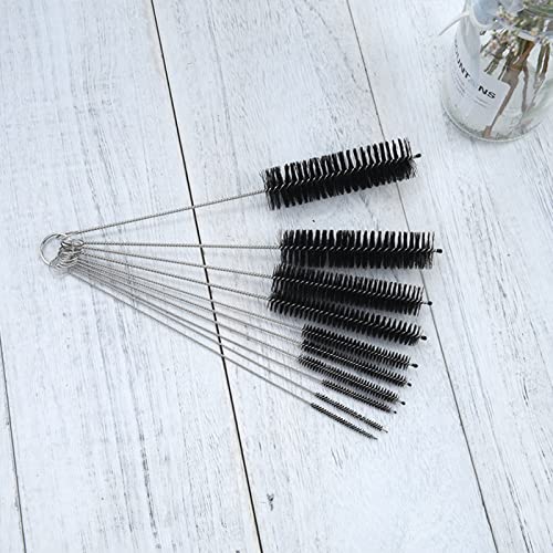 Kufung Bottle Brush, 8 Inch Nylon Tube Brush Set For Water Bottles, Glasswares, For Narrow Neck Bottles Cups With Hook, Set Of 10Pcs #TOP6