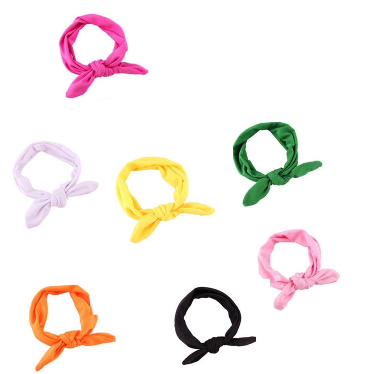 MAGICLULU 24piezas Elásticas De Lazo Para Bebés De Turbante Orejas De Conejo Rojo Verde Rosa Naranja Accesorios Para Recién Nacidos y