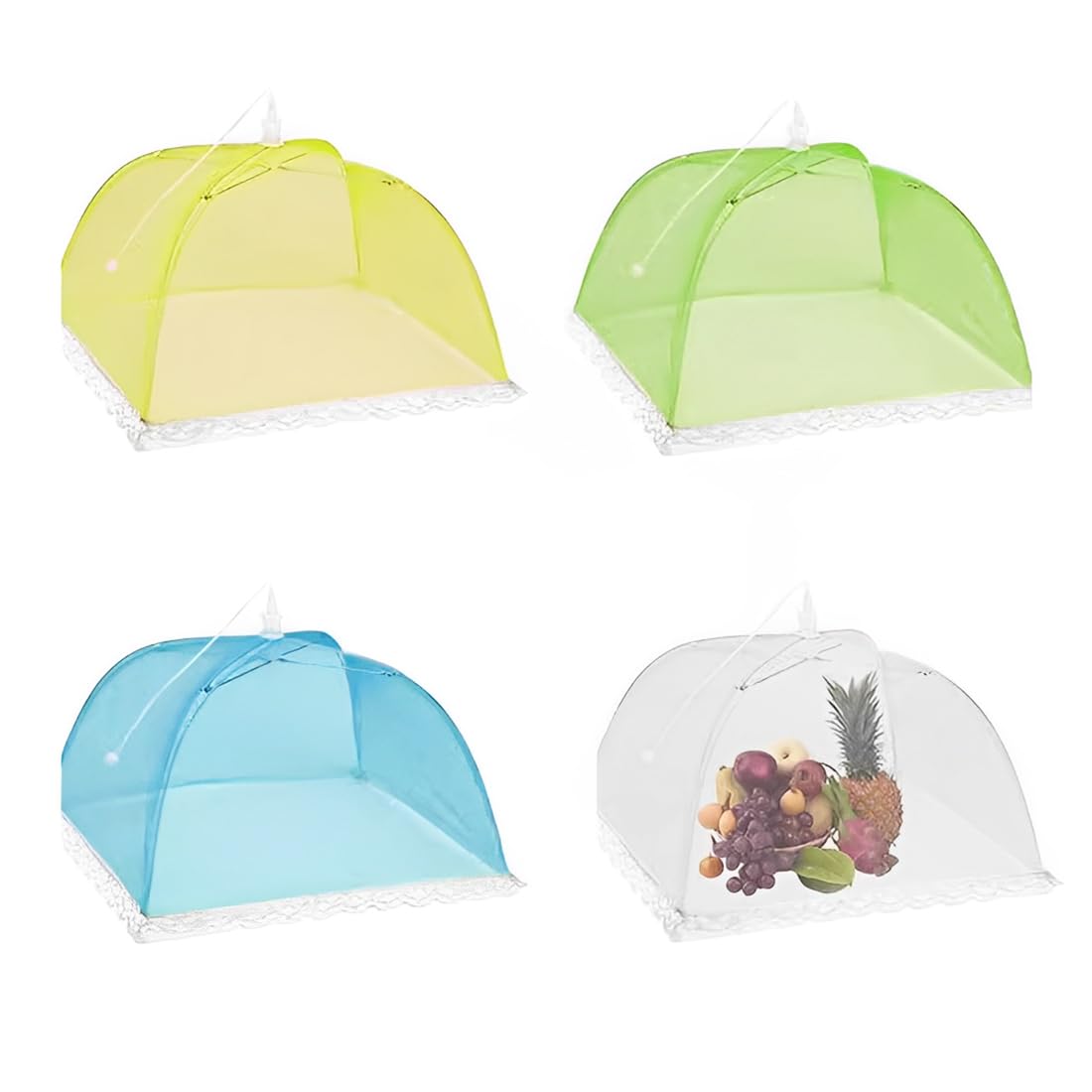 WeddHuis 4 PCS Coprivivande a Rete Pieghevole Coprivivande in Rete Protezione per Mosche Perfetta per Cibo Frutta Barbecue Picnic Resistente a Zanzare Mosche